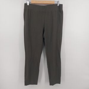 Eileen Fisher Green Straight Leg Pull On Pants Side Slit Size Medium